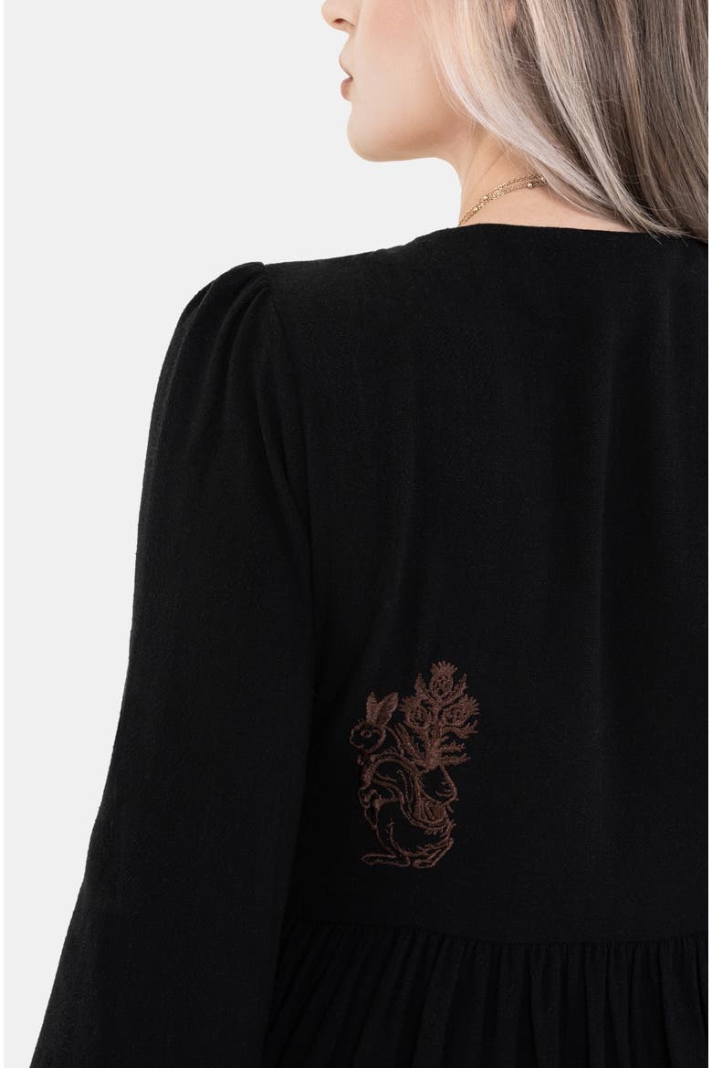 Hexborn Linen-blend Baba Yaga Mini Dress, Alternate, color, Black