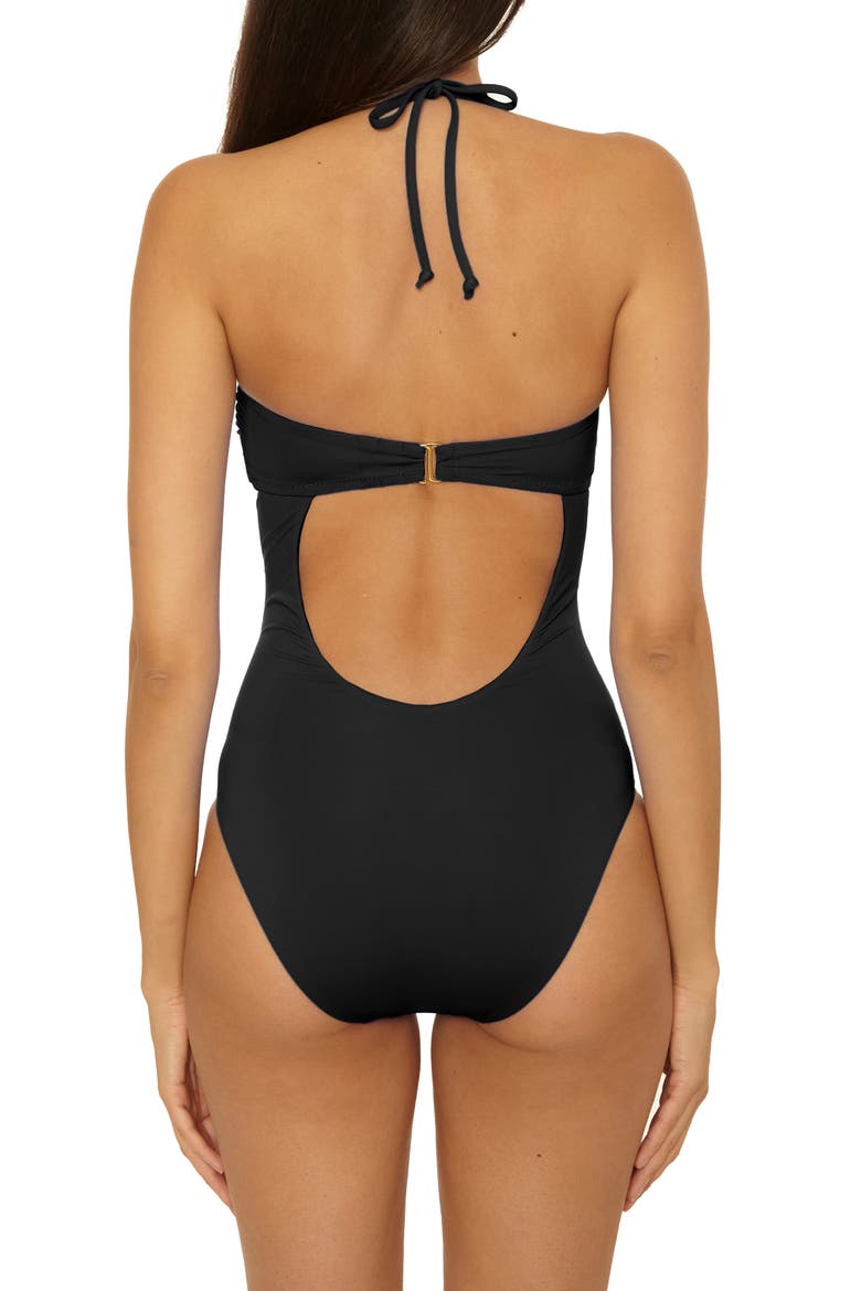 Rock Solid Bandeau One-Piece Swimsuit, Alternate, color, BLACK