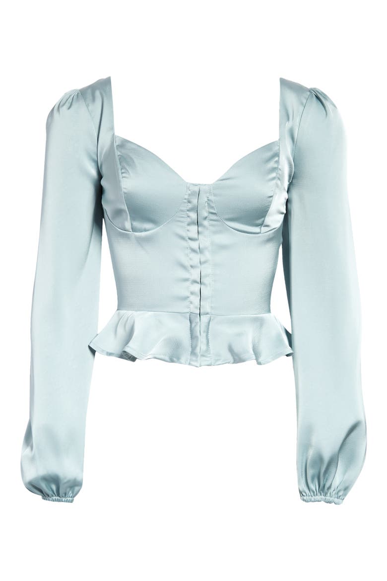 Satin Peplum Top, Alternate, color, SAGE