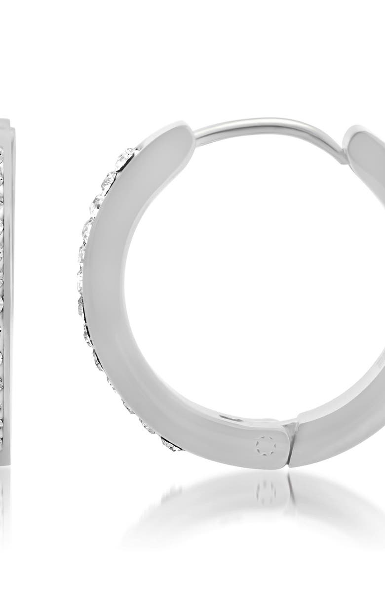 HMY JEWELRY Swarovski Crystal Hoop Earrings, Alternate, color, Metallic
