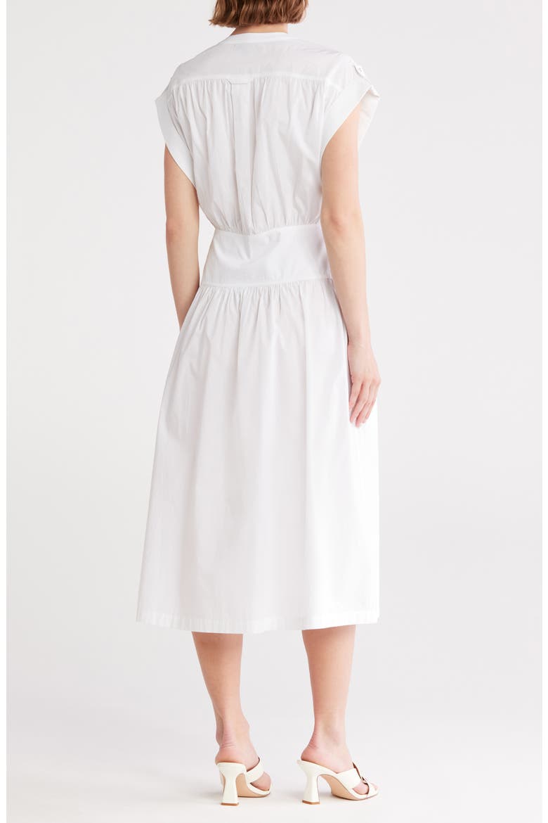 Cuffed Cap Sleeve Cotton Fit & Flare Dress, Alternate, color, WHITE