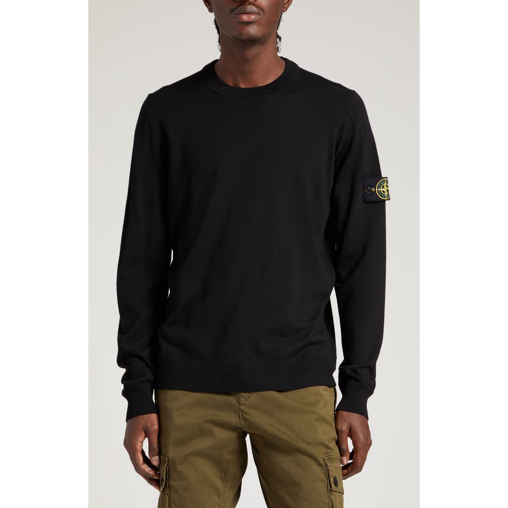 Stone Island Compass Logo Virgin Wool Sweater in Black  product