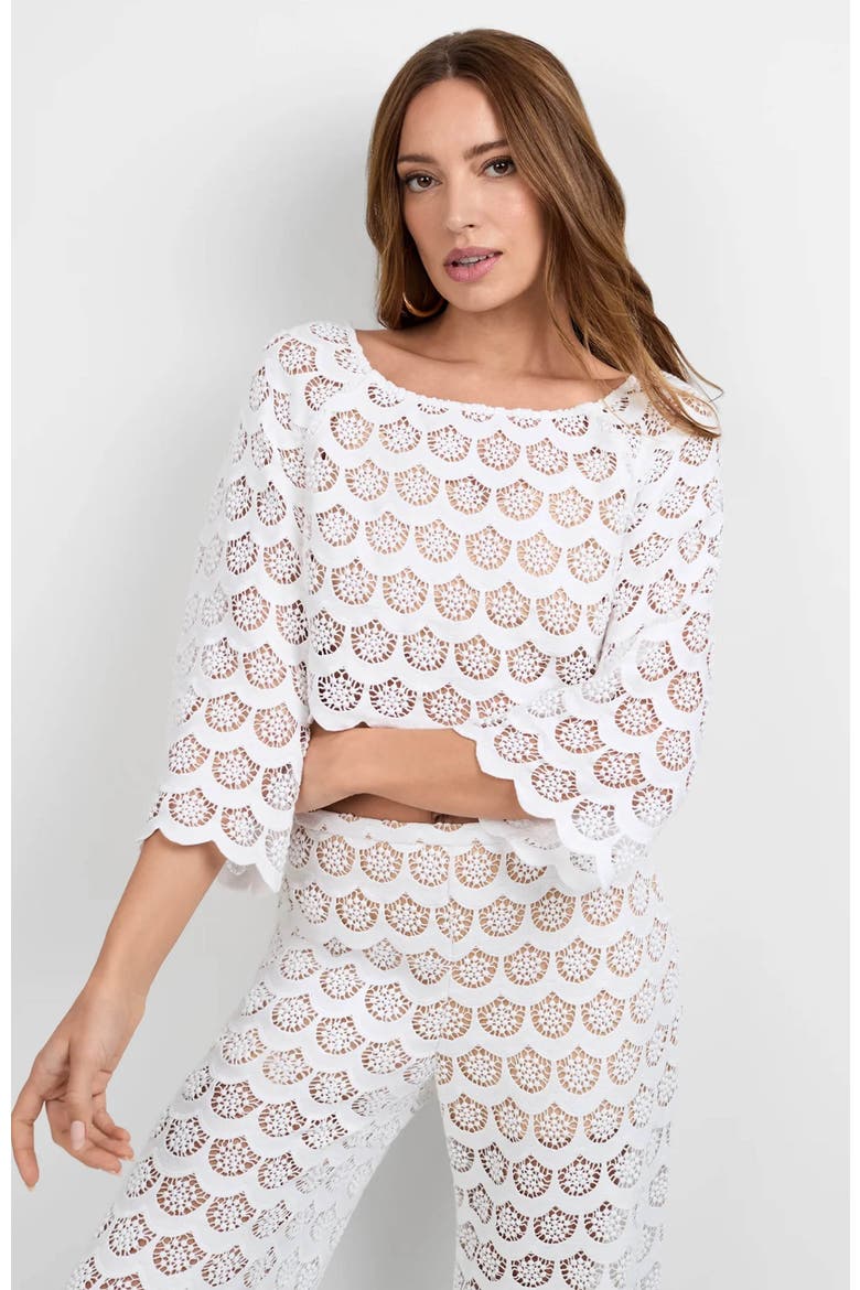 Helen Crochet Lace Top, Alternate, color, White
