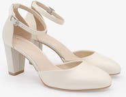 Kailee P Sarah Satin Wedding Block Heel with Ankle Strap