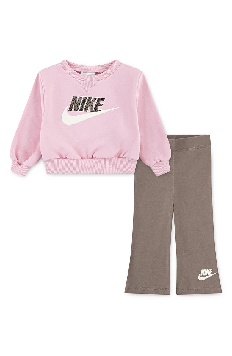 Nike Wild Warmth Logo Sweatshirt & Flared Leggings Set, Main, color, Mink Brown