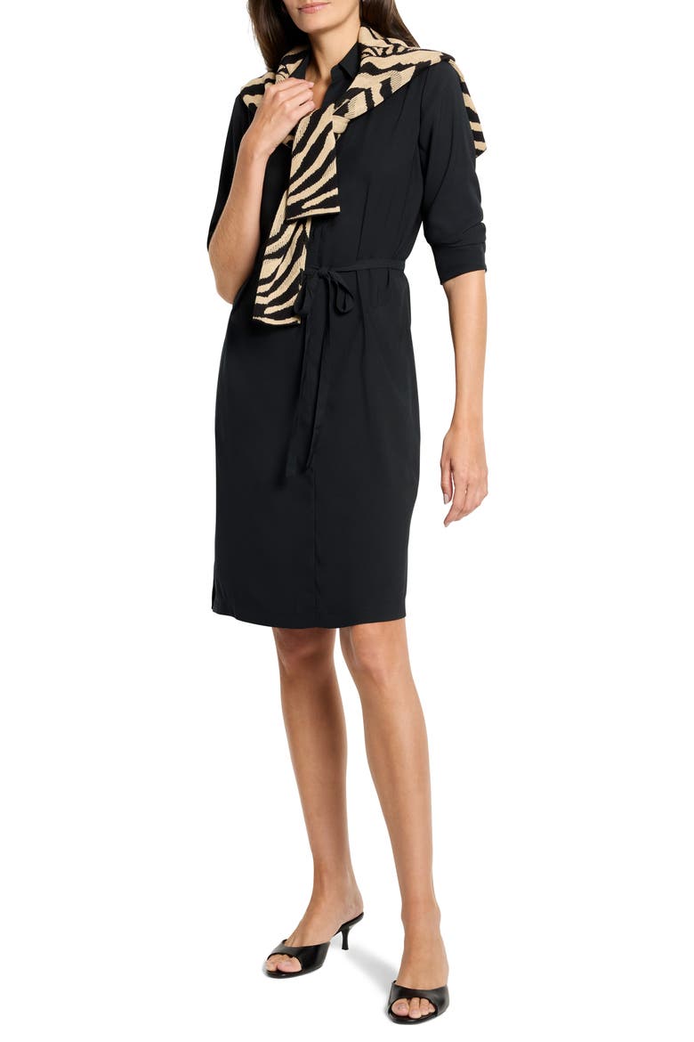 Devon Long Sleeve Shirtdress, Alternate, color, BLACK ONYX