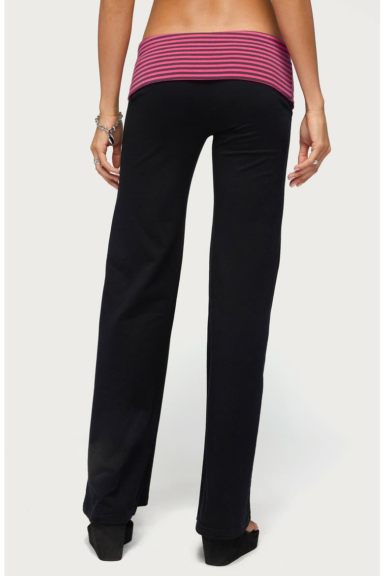 Maci Striped Foldover Wide Leg Pants, Alternate, color, BLACK-AND-PINK
