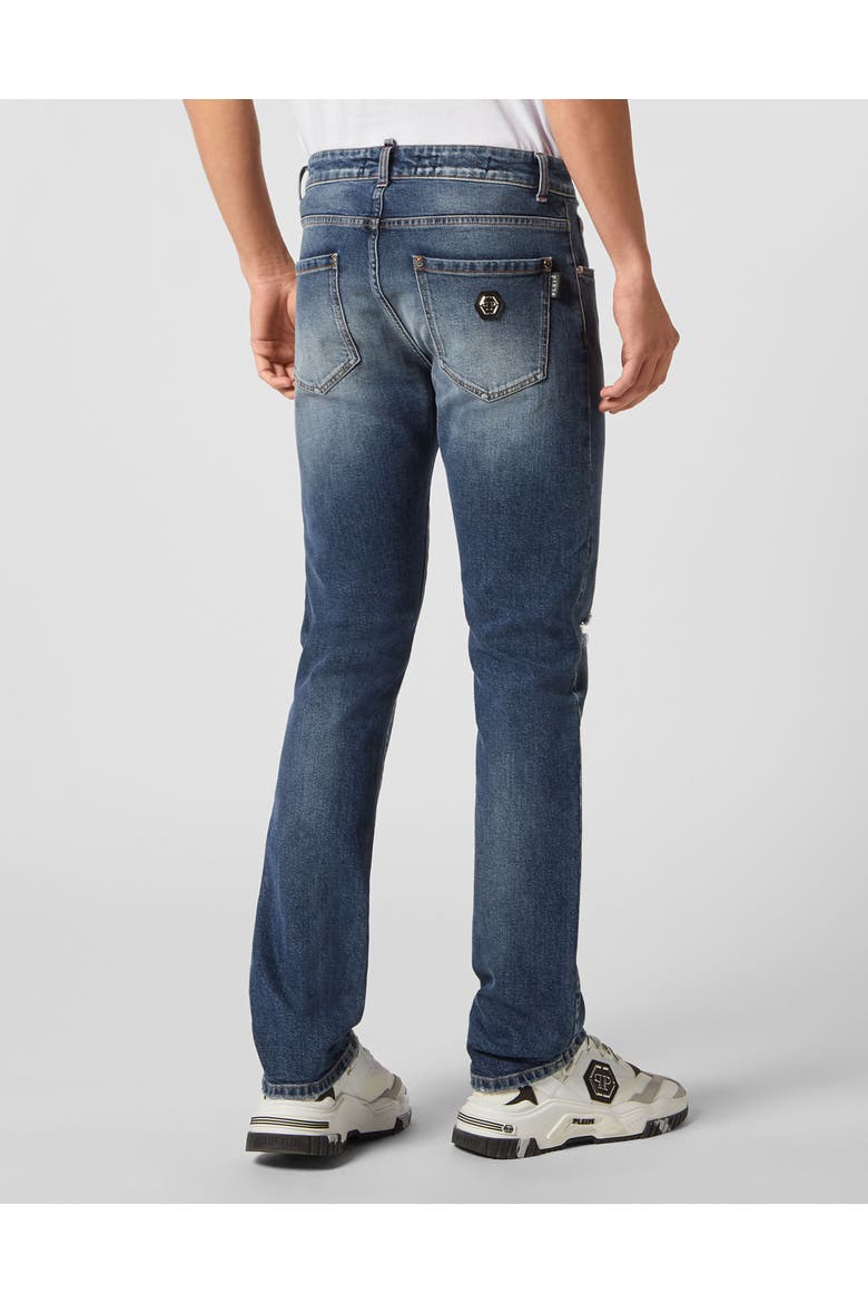 Denim Trousers Super Straight Cut Hexagon Logo Men, Alternate, color, bluemarlin