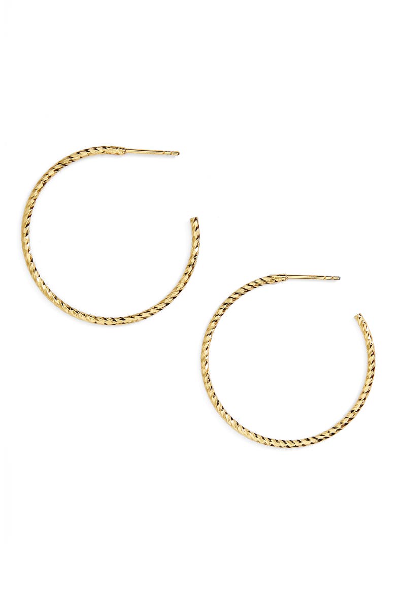 Argento Vivo Textured Hoop Earrings, Main, color, GOLD VERMEIL