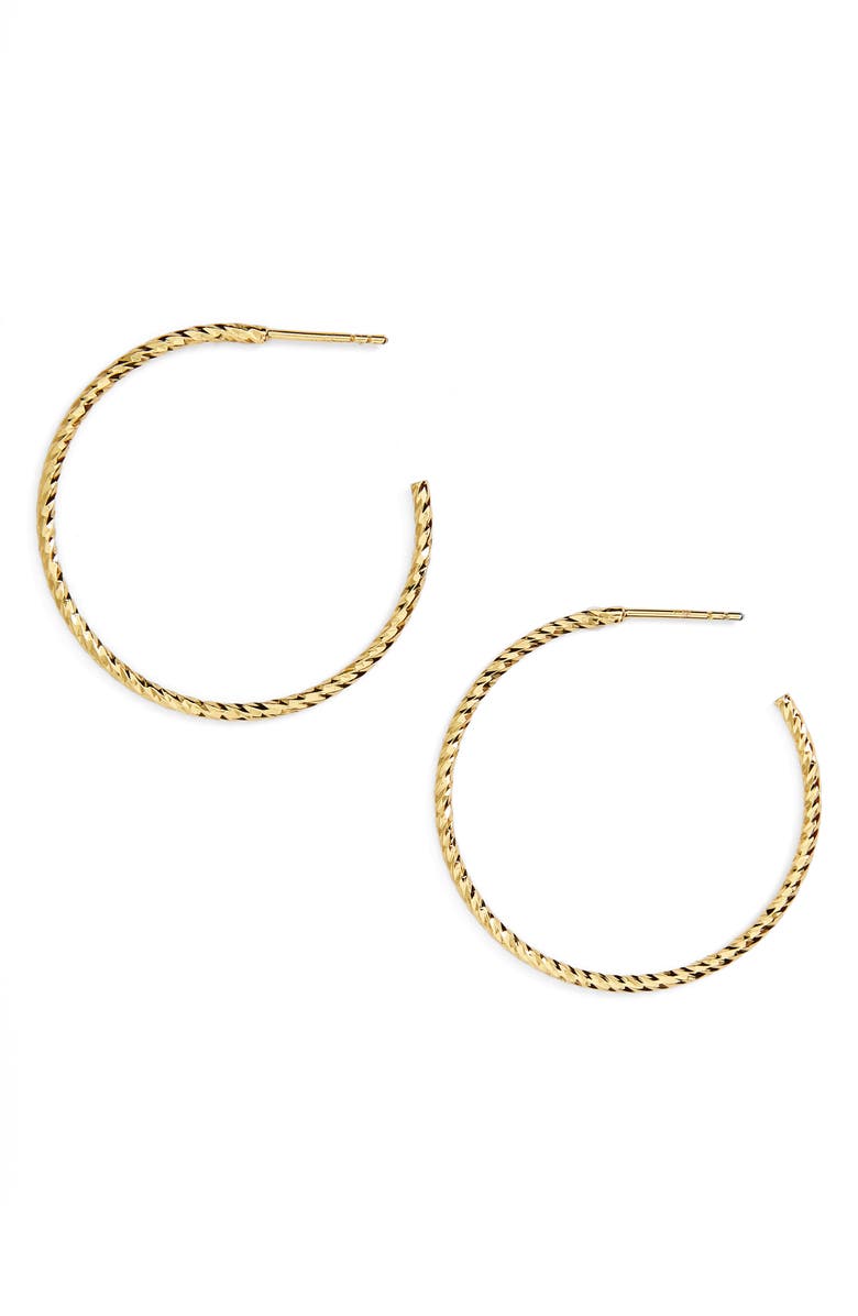 Argento Vivo Sterling Silver Argento Vivo Textured Hoop Earrings, Main, color, Gold Vermeil