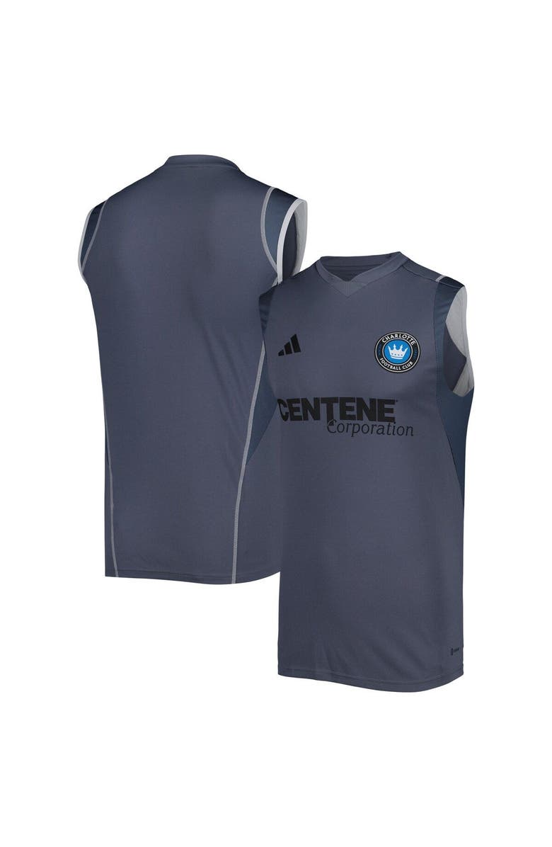 adidas Men's adidas Gray Charlotte FC 2023 On-Field Sleeveless Training Jersey, Main, color, Gray