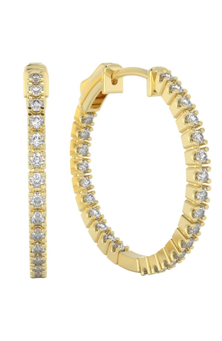 Bliss Diamond 1 Ct Diamond Inside Outside Hoops Lab Grown Earrings Gold 1"Tall, Main, color, 10K Yellow Gold