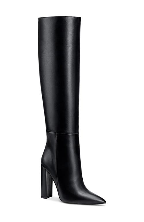 Femme La Paris Pointed Toe Knee High Boot In Black