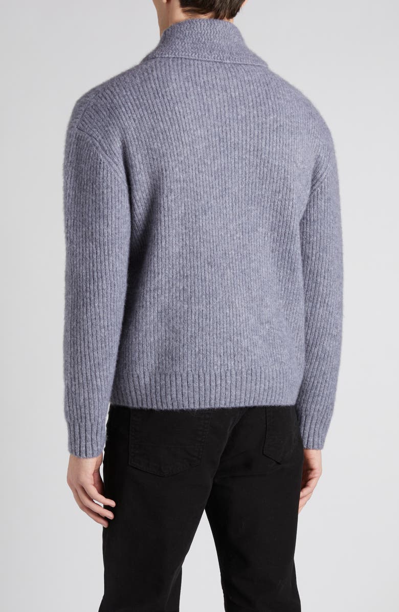 TOM FORD Shawl Collar Brushed Cashmere & Silk Cardigan, Alternate, color, Ig399 Ash Grey