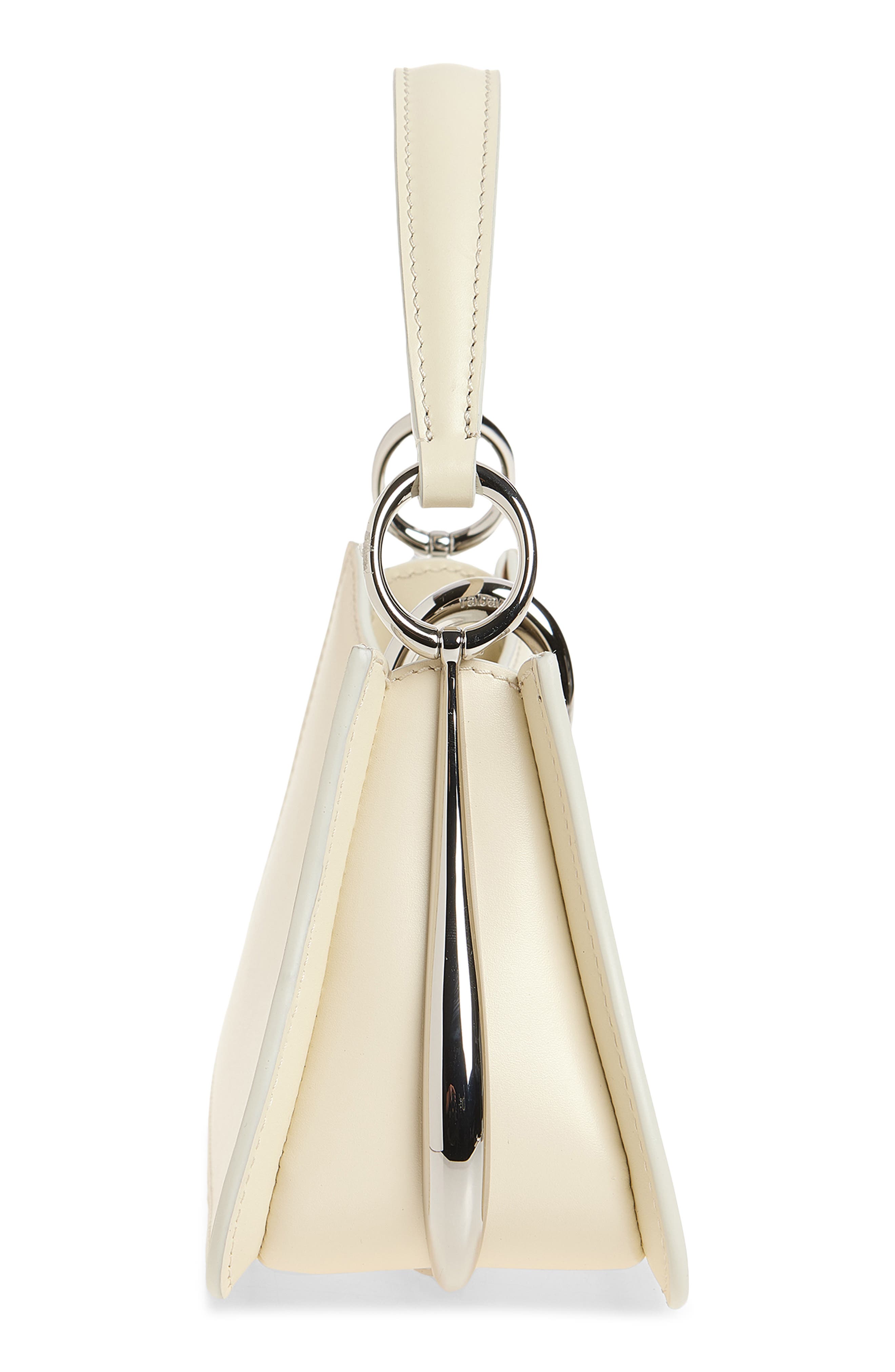 Rabanne Micro Ring Leather Top Handle Bag, Alternate, color, Ivory/ Silver