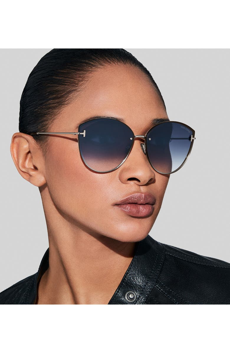 TOM FORD Evangeline 63mm Oversize Gradient Cat Eye Sunglasses, Alternate, color, 