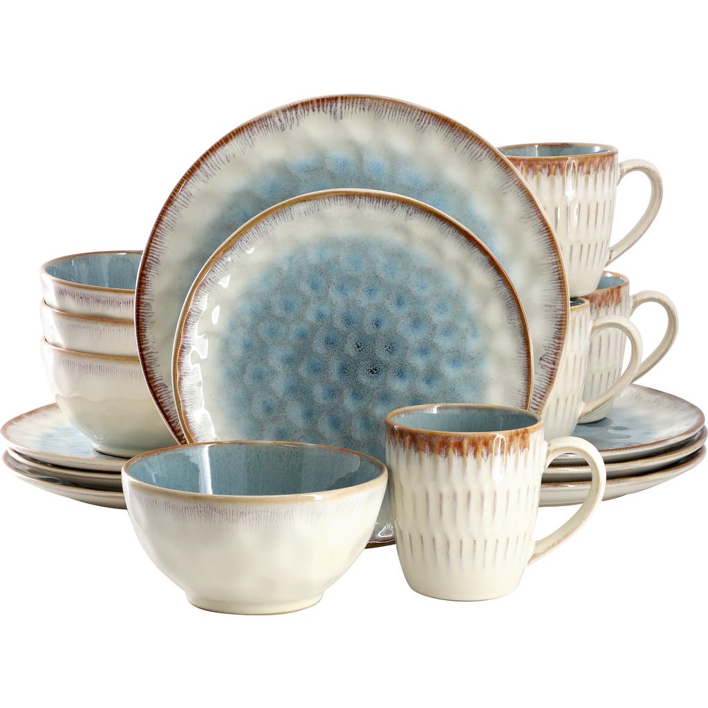 Elama Leann 16 Piece Stoneware Dinnerware Set In Multi