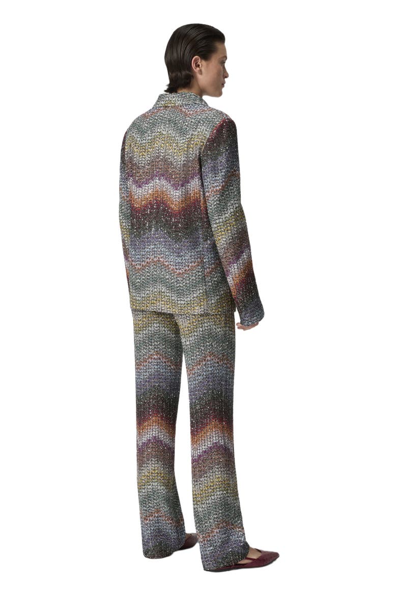 Double-breasted Blazer In Viscose Lamé With Sequins, Alternate, color, Multicoloured