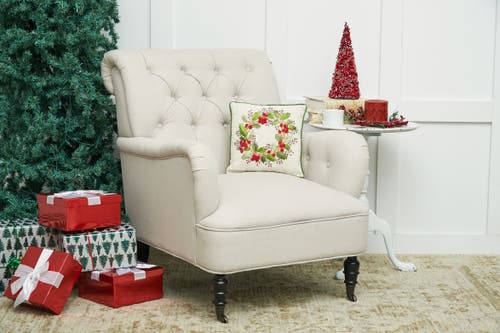 C & F Home C&f Home Berry Wreath Christmas Botanical Small/petite Accent Pillow, 12" X 12" In Multi