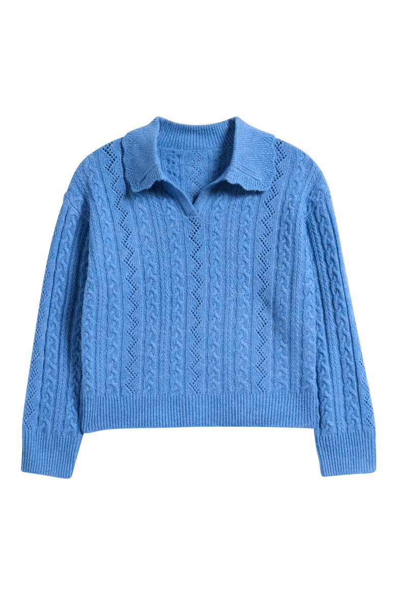 Kids' Cable Polo Sweater, Main, color, BLUE