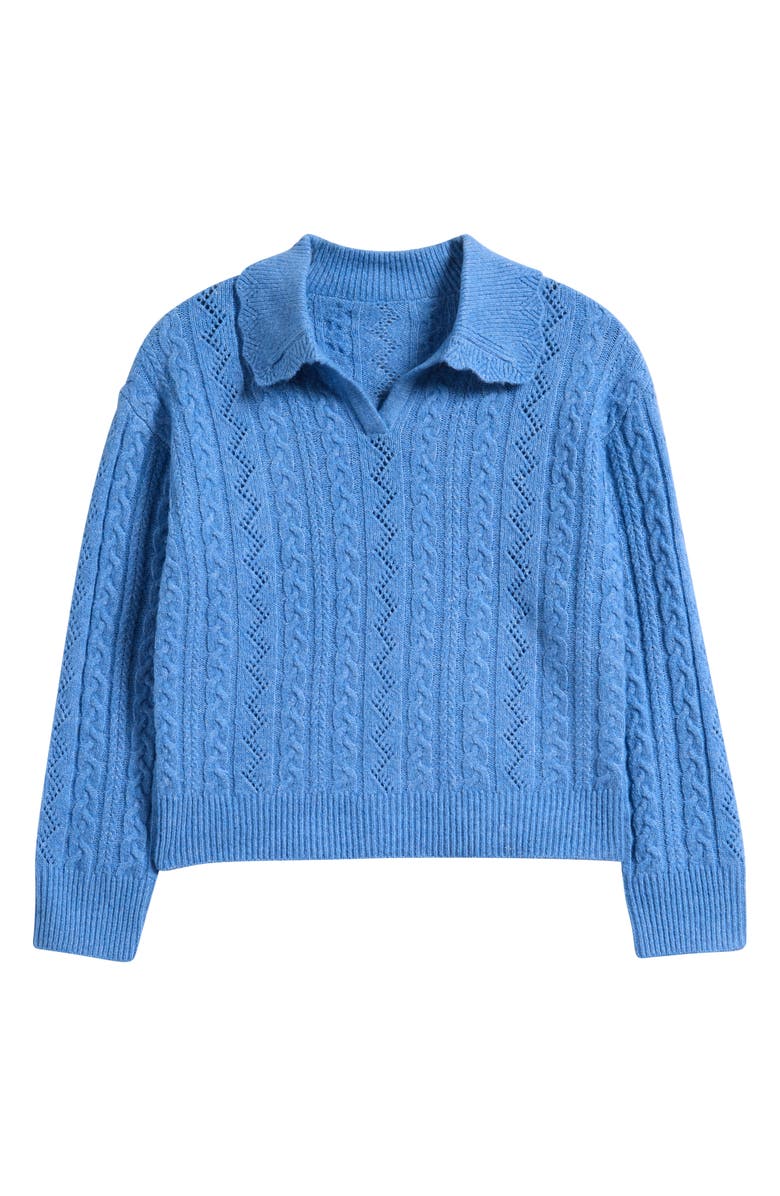 Freshman Kids' Cable Polo Sweater, Main, color, Blue