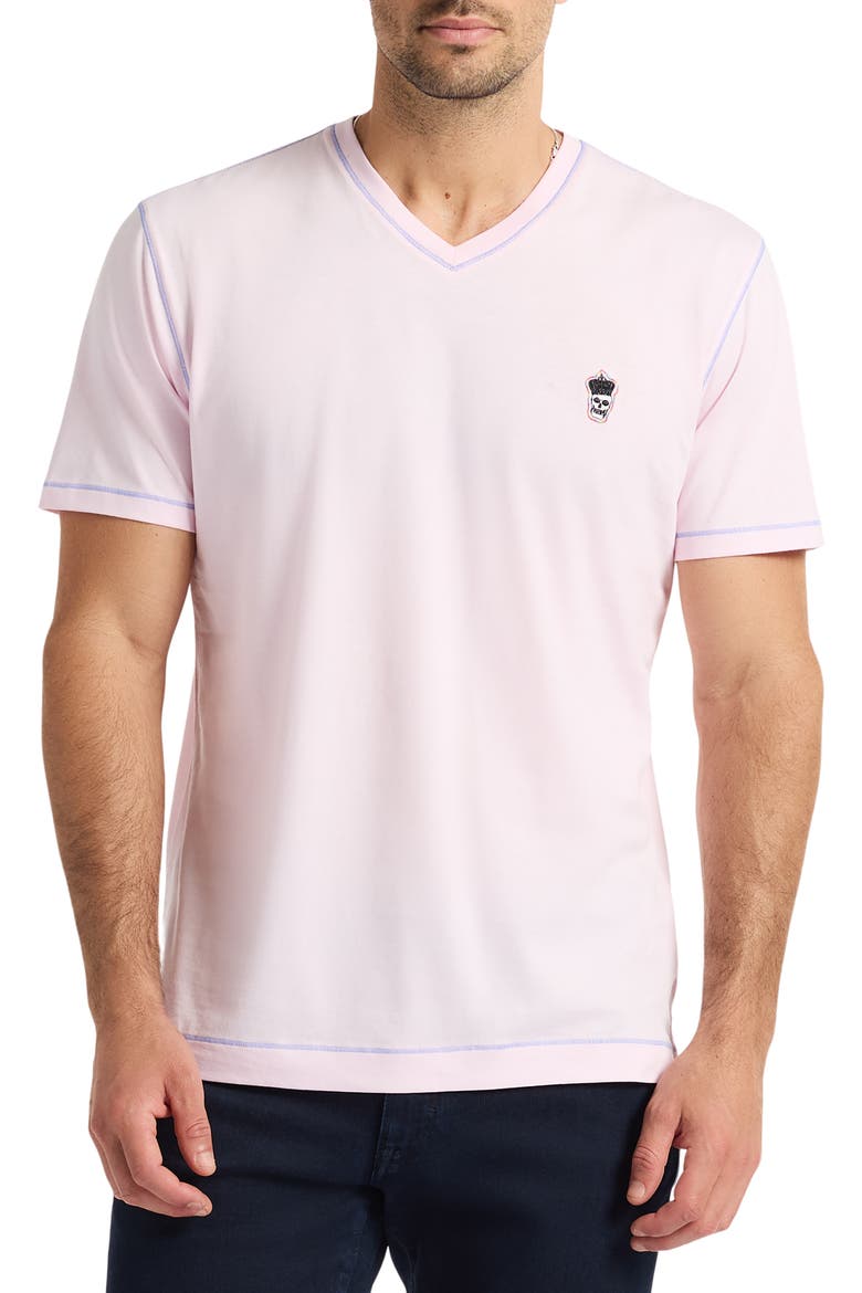 Damien V-Neck Knit T-Shirt, Main, color, PINK