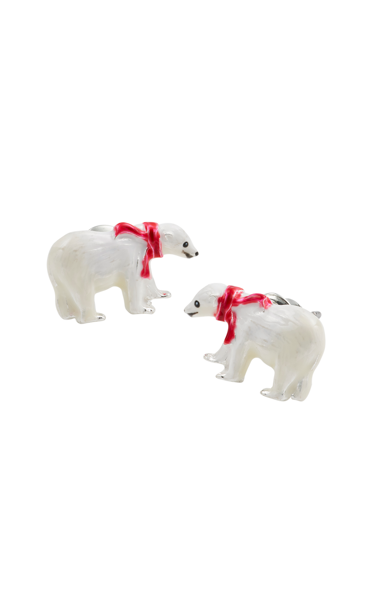 Fable England Cosy Polar Bear Silver Stud Earrings, Alternate, color, Silver