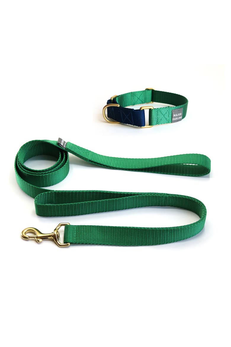 Martingale Collar and Leash Set, Main, color, Kelly Green + Navy