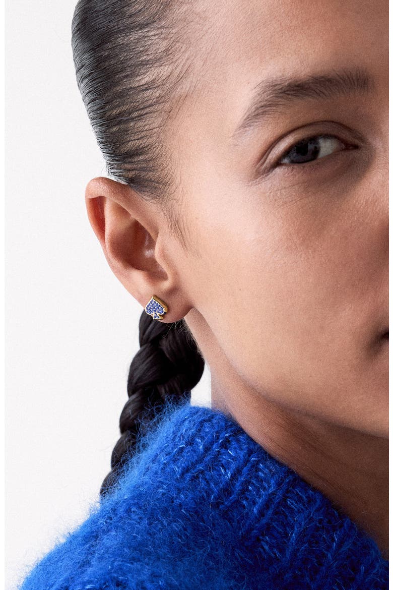 Everyday Spade Pave Stud Earrings, Alternate, color, SAPPHIRE