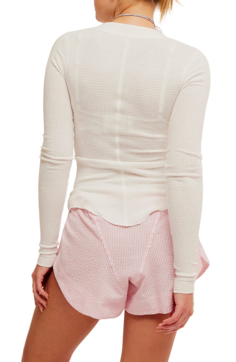 Free People Going Places Pointelle Stitch Snap Front Top, Alternate, color, Ivory