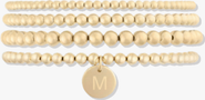 CUFFED BY NANO Classic Initial Coin 14k Gold Filled Bead Four Bracelet Stack