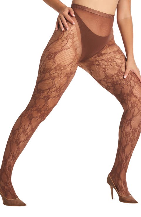 Savage X Lace Floral Sheer Tights (Regular & Plus)