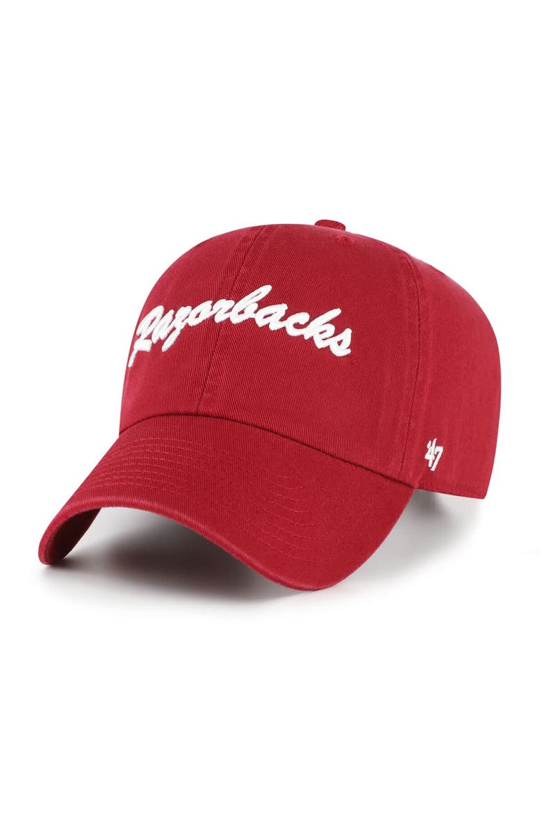Men's '47 Cardinal Arkansas Razorbacks Vault Clean Up Adjustable Hat, Main, color, Cardinal