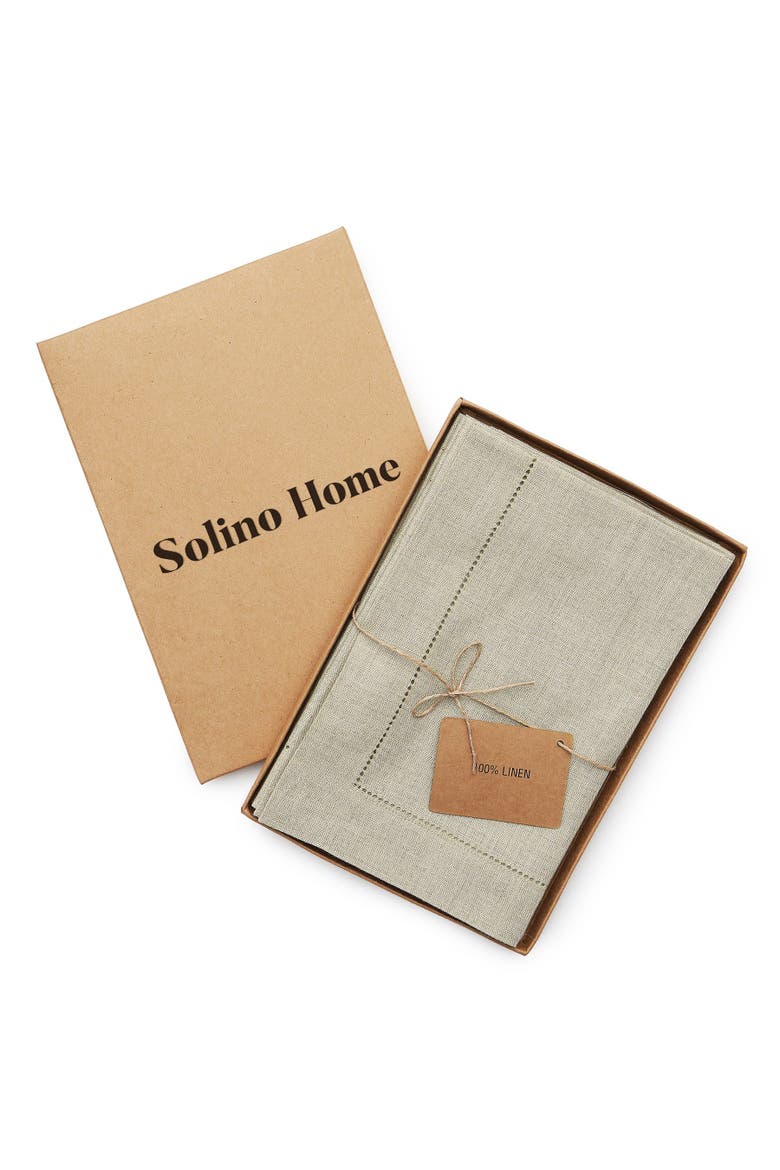 Linen Dinner Napkins Set of 4, 20 x 20" - Classic Hemstitch, Alternate, color, Natural