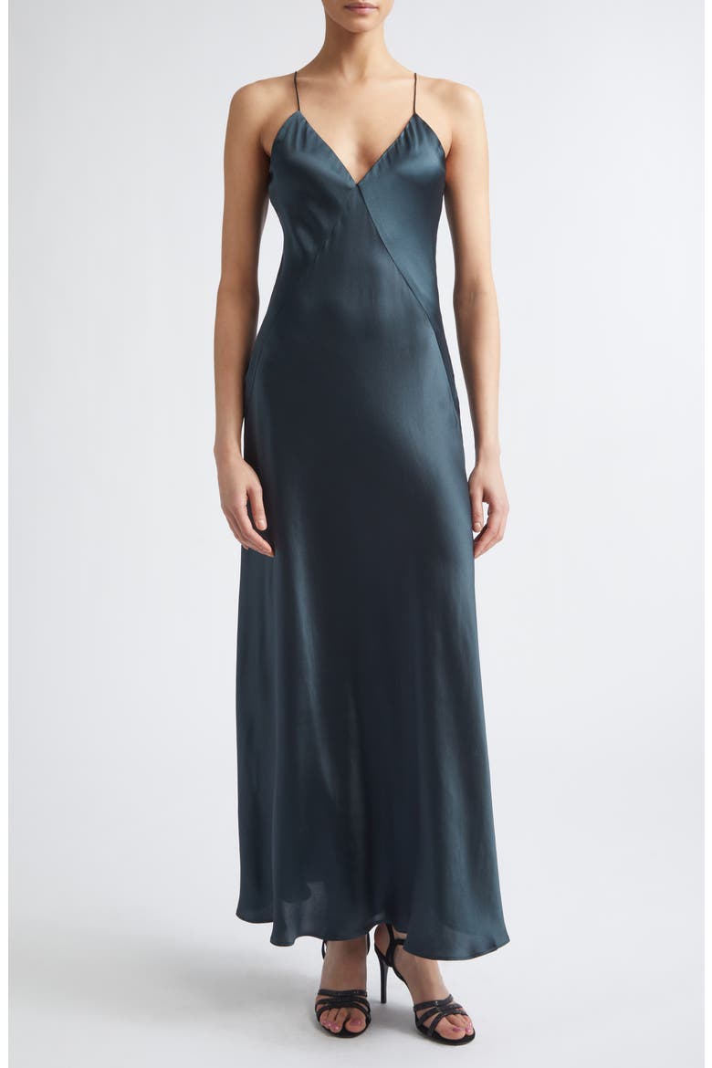 Silk Slipdress, Main, color, 178 DARK JADE