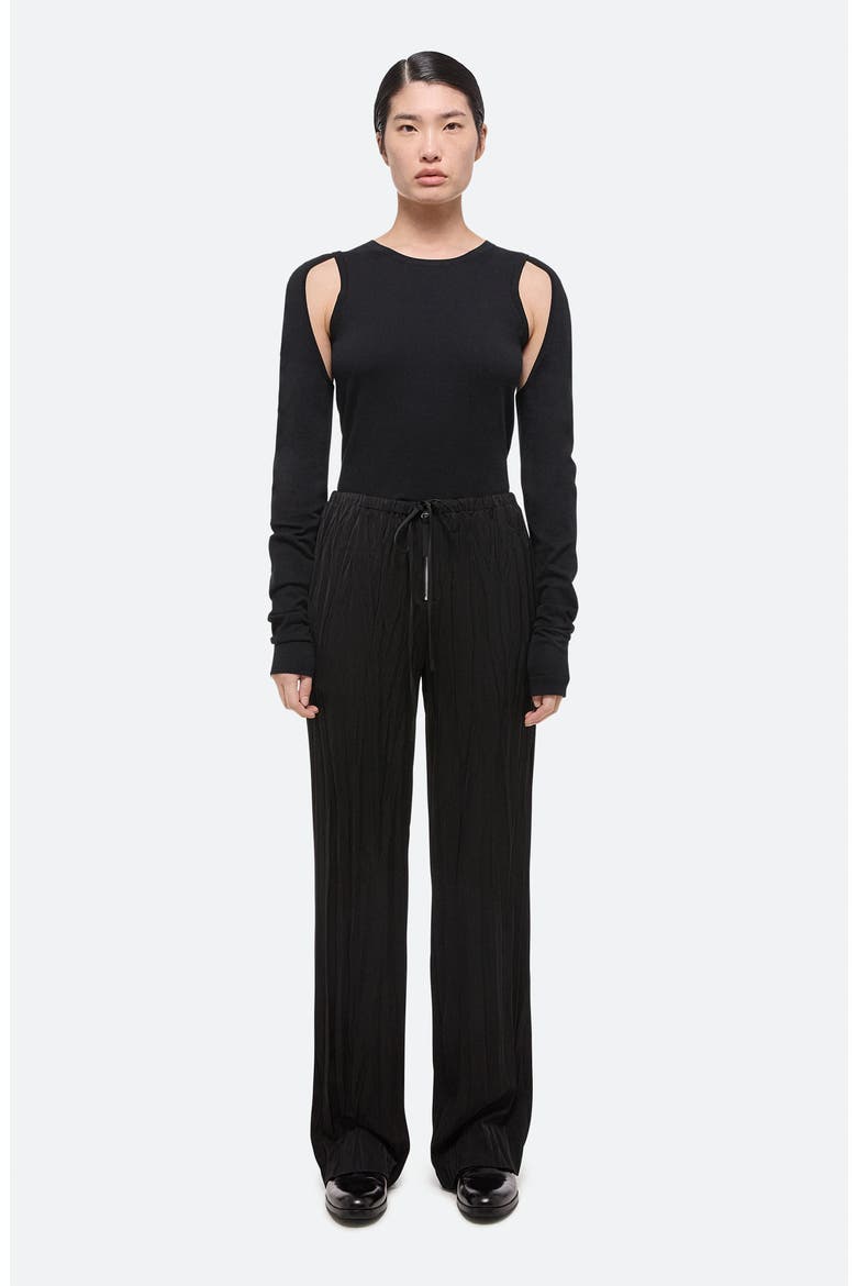 Crush Drawstring Waist Pants, Alternate, color, BLACK