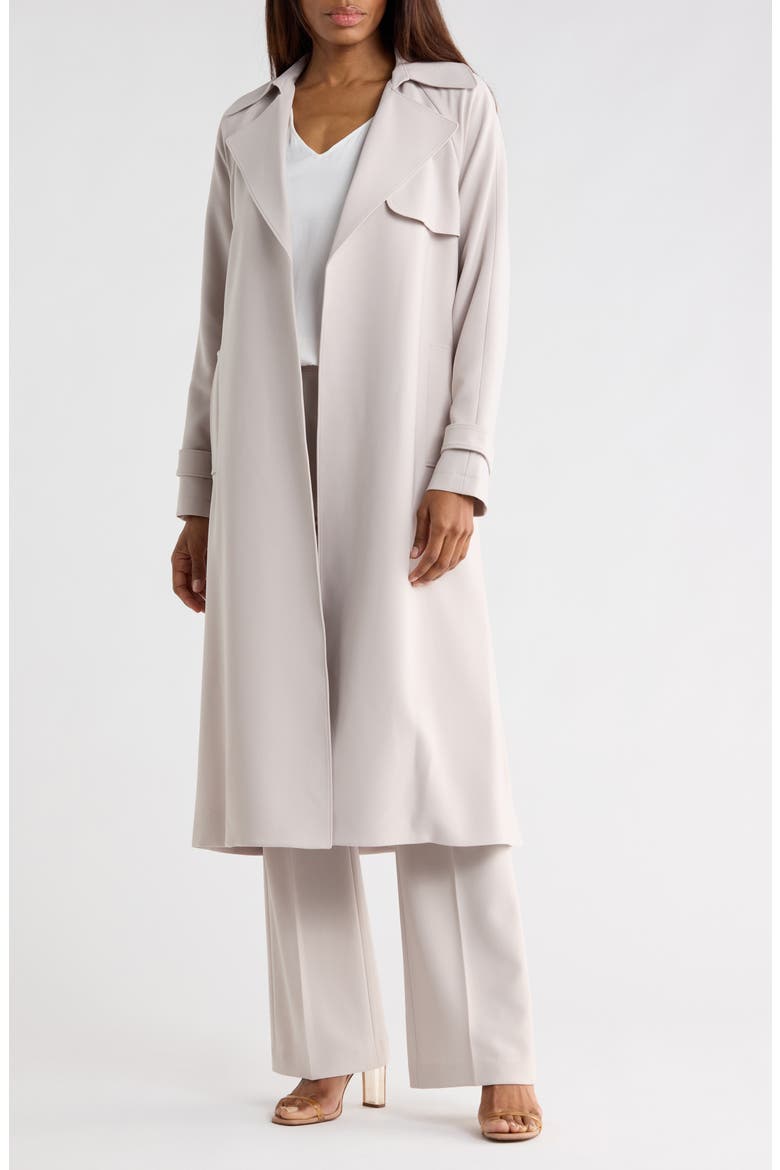 Oaklane Modern Crepe Trench Coat, Main, color, STONEWARE