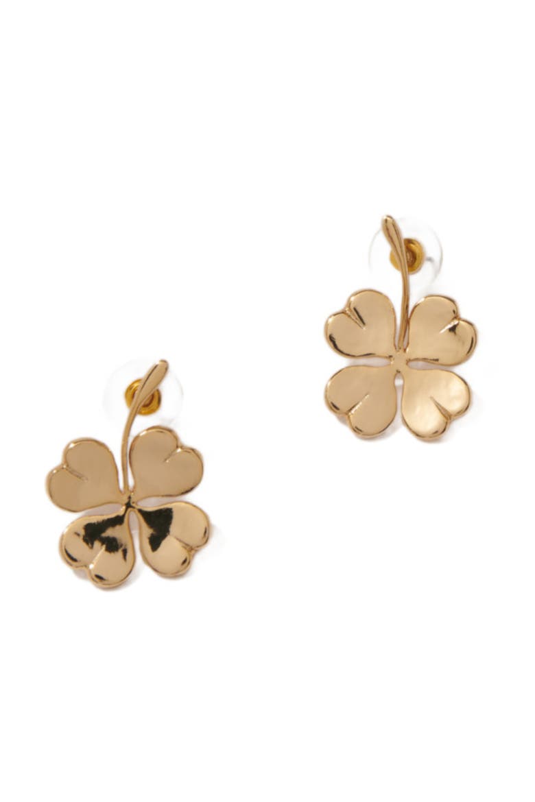 Shamrock earrings, Alternate, color, Gold