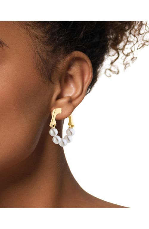 Jardin Faux Pearl Half Hoop Earrings