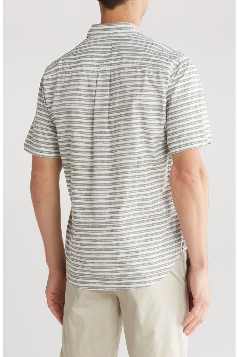 With Passion Stripe Short Sleeve Button-Up Shirt, Alternate, color, ROCKWELL
