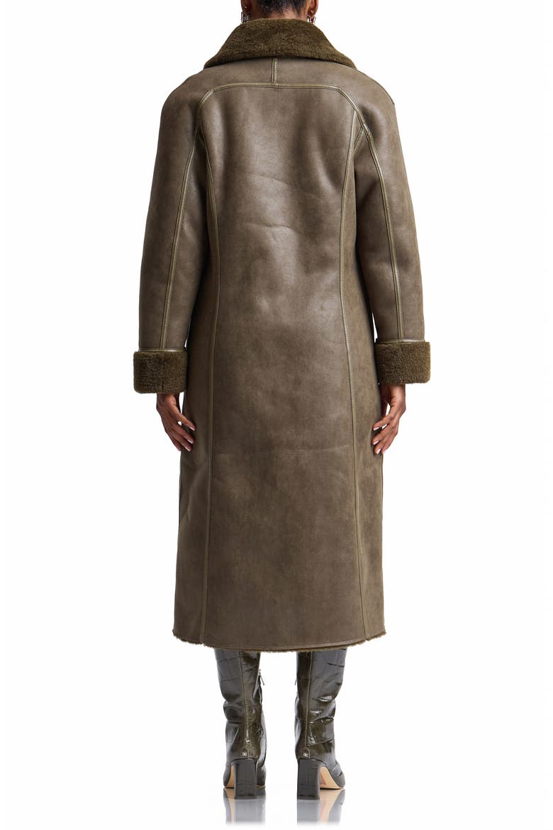 Reversible Faux Fur Maxi Coat, Alternate, color, DARK OLIVE