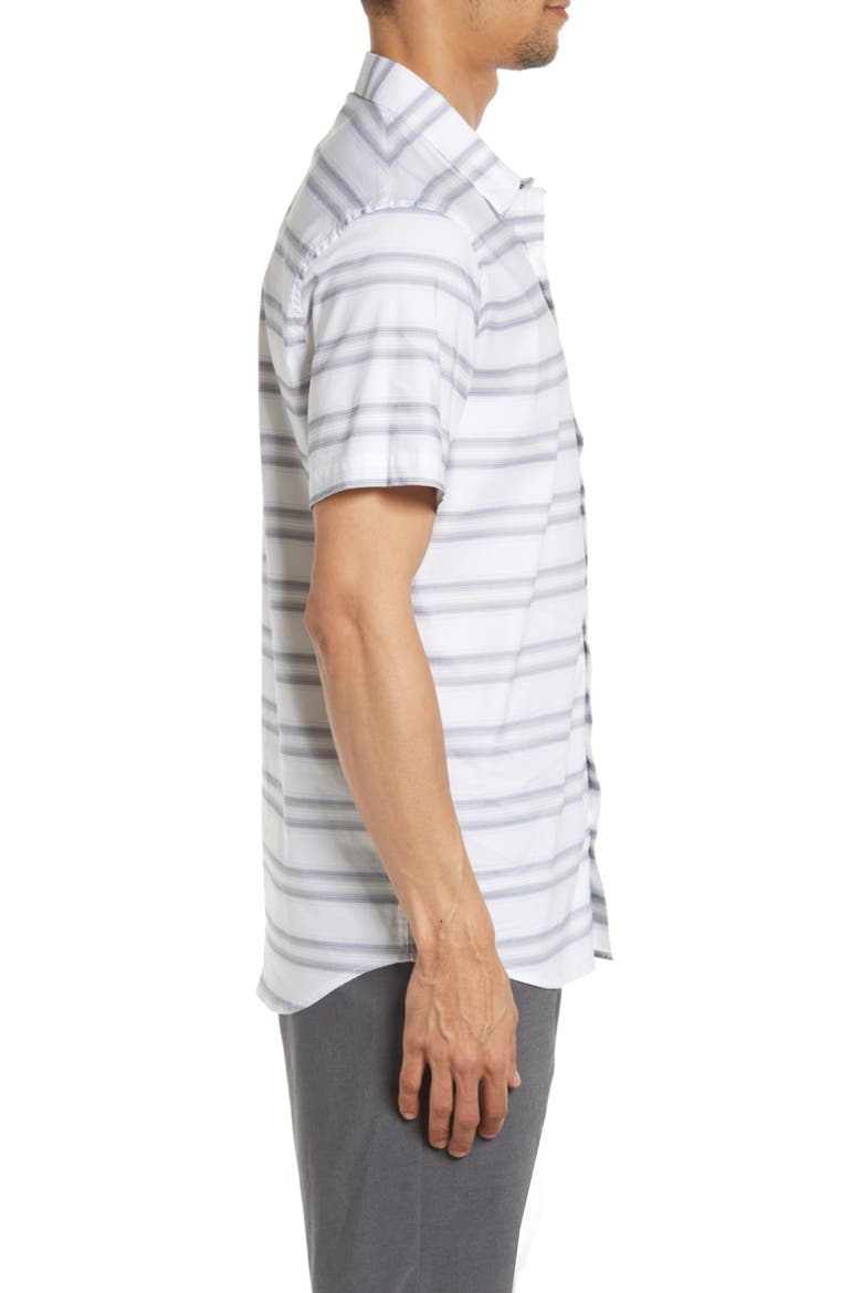 Aiden Stripe Short Sleeve Button-Up Shirt, Alternate, color, WHITE