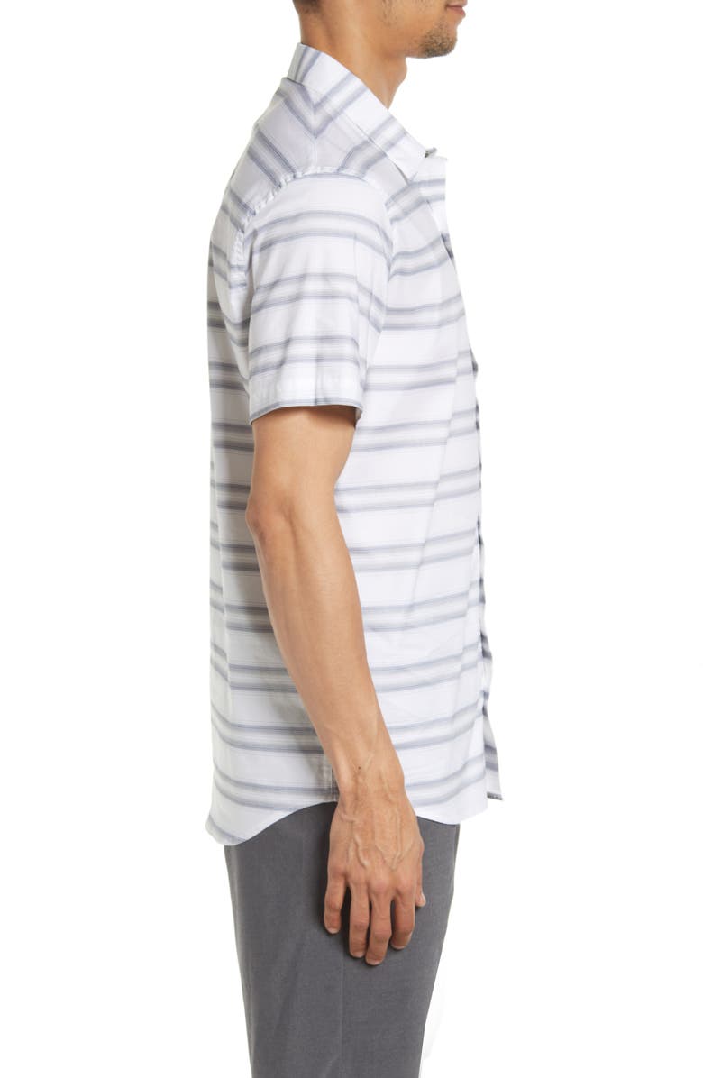 TravisMathew Aiden Stripe Short Sleeve Button-Up Shirt, Alternate, color, White