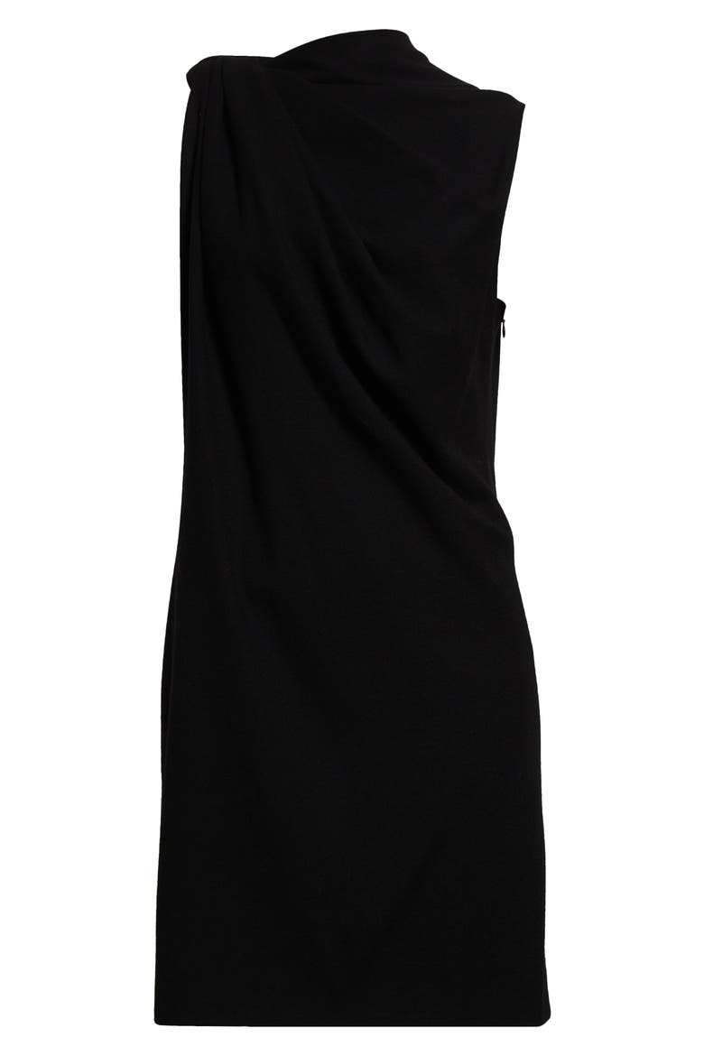 Knot Detail Wool Crepe Minidress, Alternate, color, BLACK