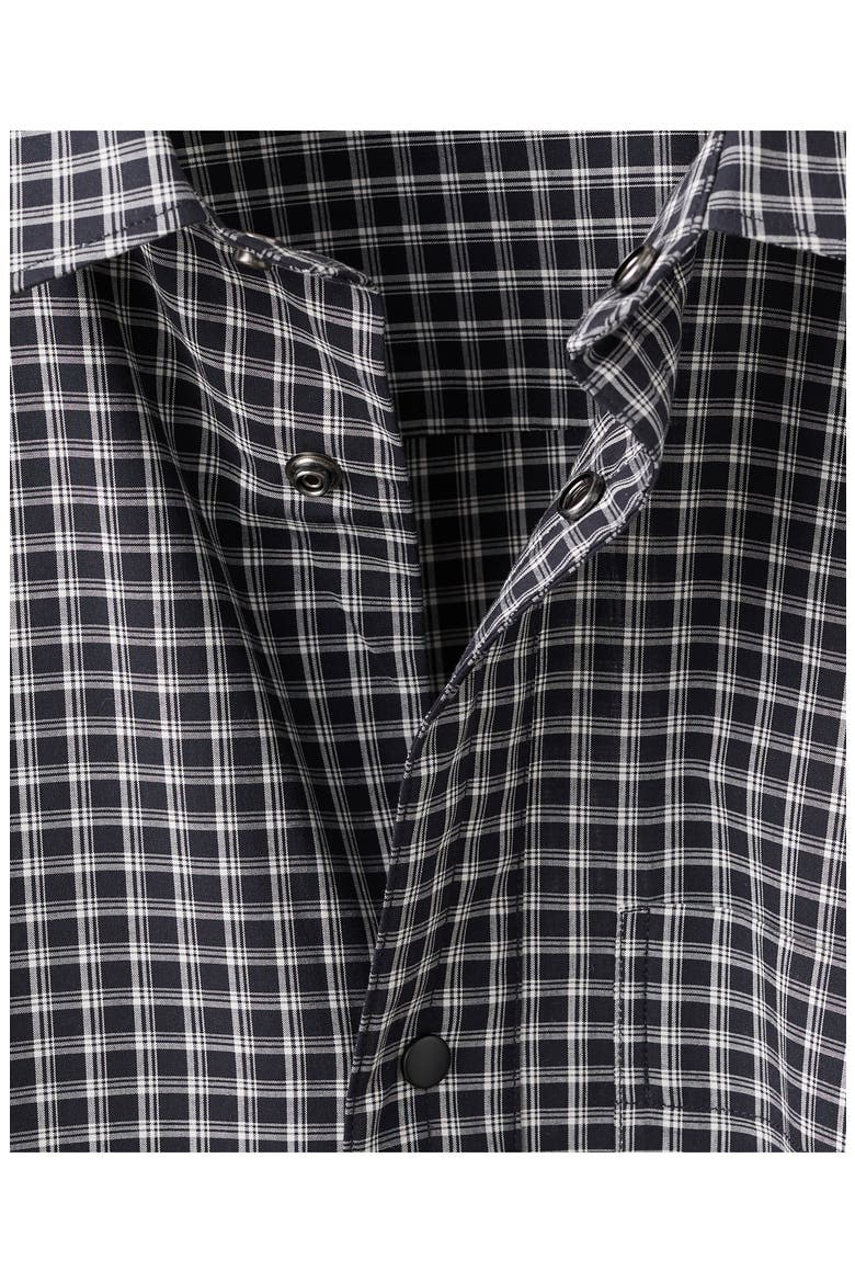 Relaxed Fit Check Snap-Up Shirt, Alternate, color, BLACK