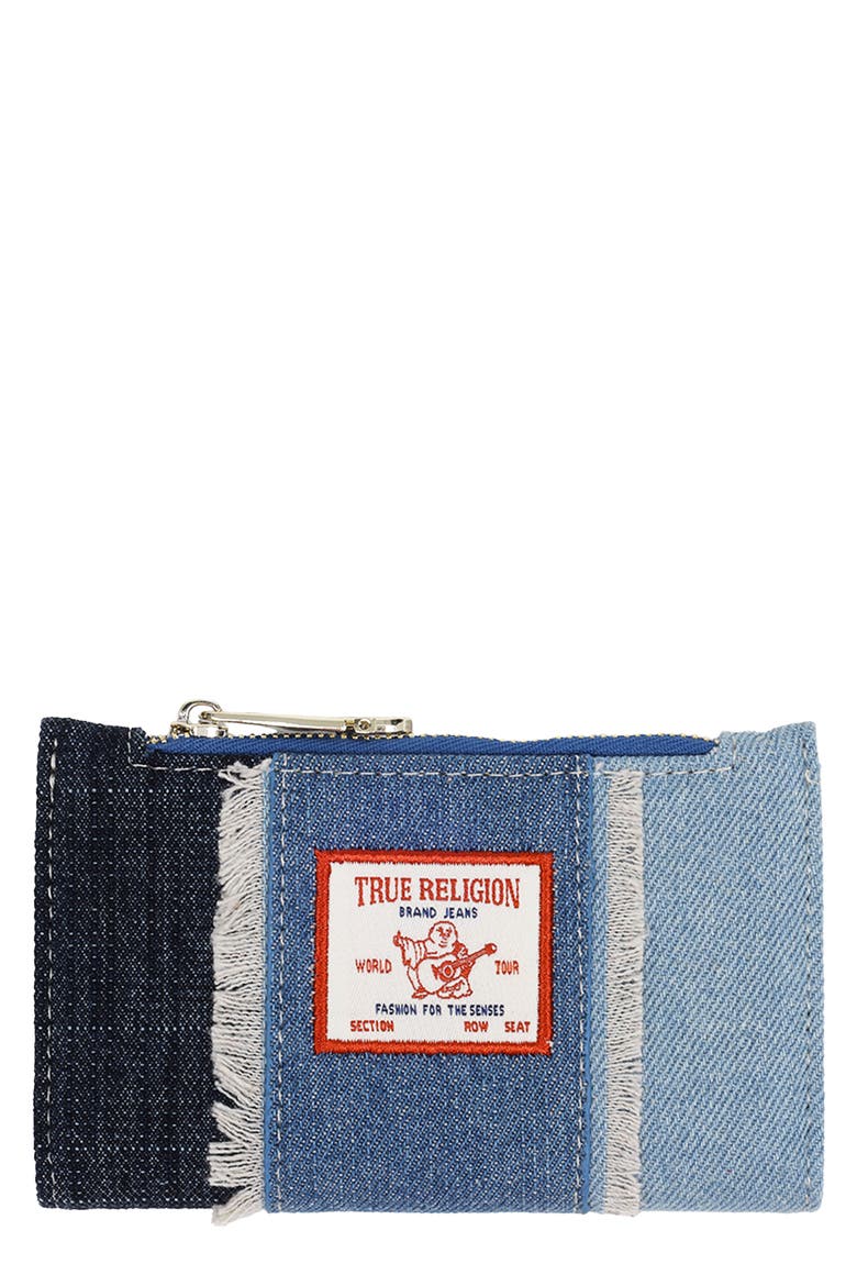Small Frayed Denim Bifold Wallet, Main, color, DENIM/ BLUE