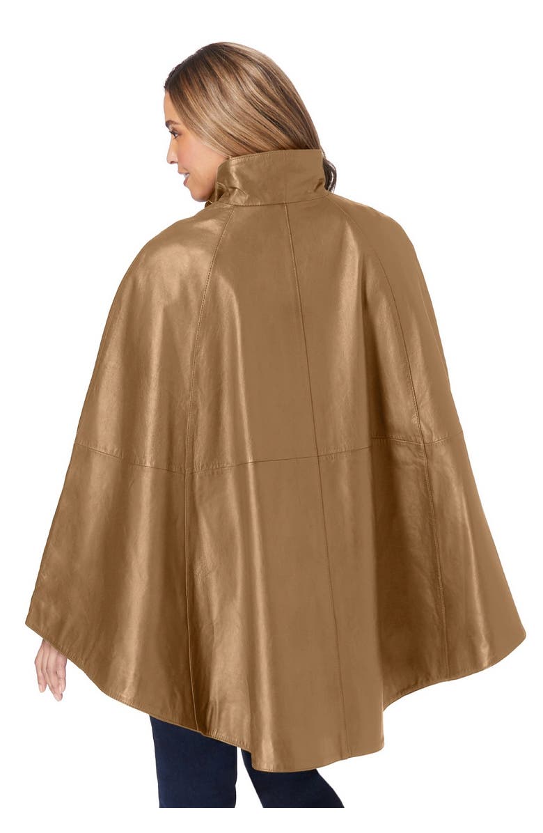 Jessica London Leather Poncho, Alternate, color, Brown Maple