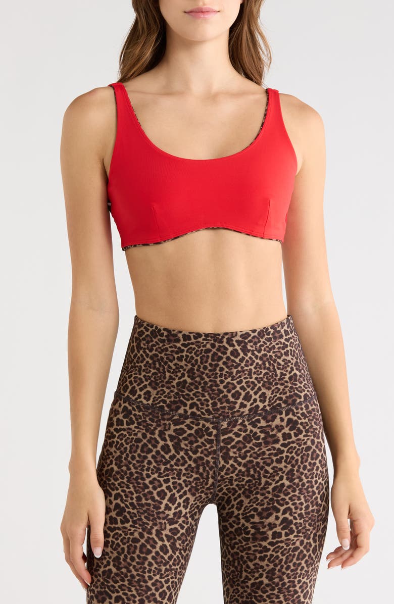 MPG Sculpt Reversible Sports Bra, Alternate, color, Goji Berry/ New Leopard