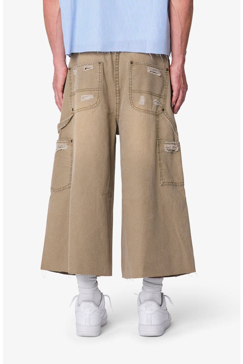 Distressed Extra Long Denim Carpenter Shorts, Alternate, color, OLIVE