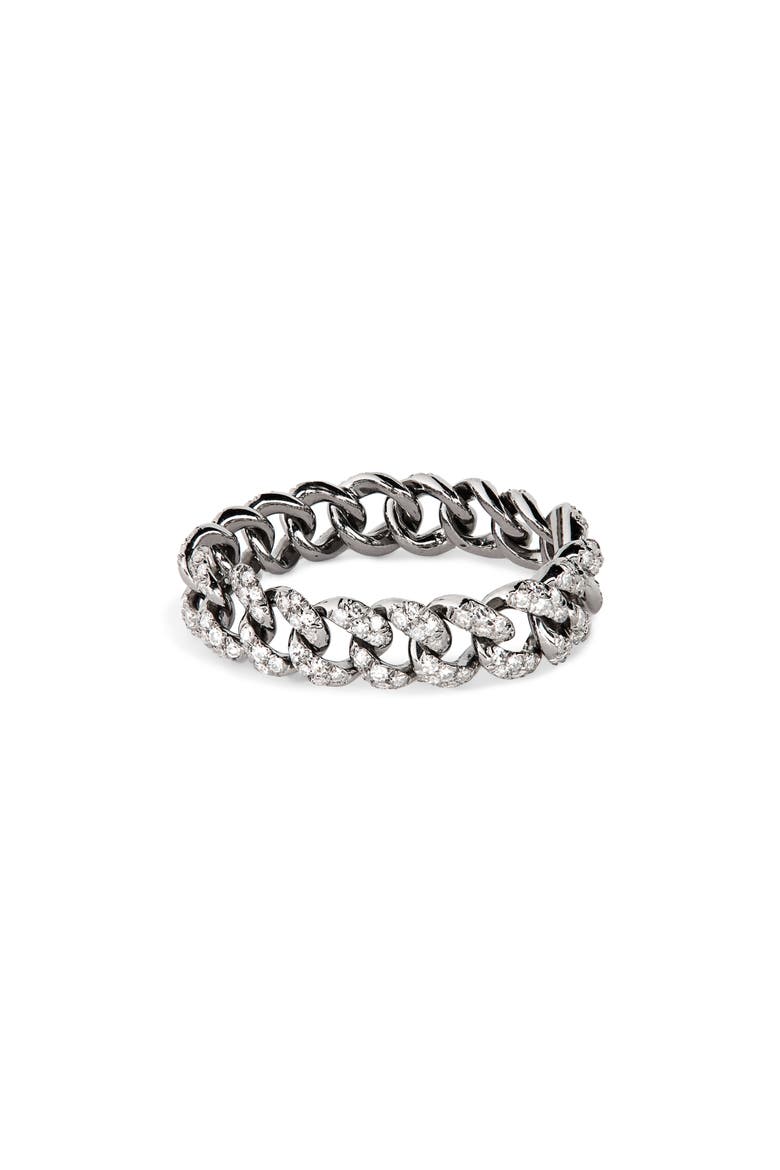 Mini Pavé Diamond Link Ring, Main, color, BLACK GOLD